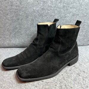 Kenneth Cole NY Mens Black Suede Square Toe Side Zip Ankle Boots Size 11
